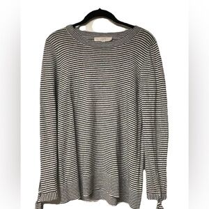 Ann Taylor LOFT Wool blend Tie Long Sleeved Top Grey/black stripes Size M